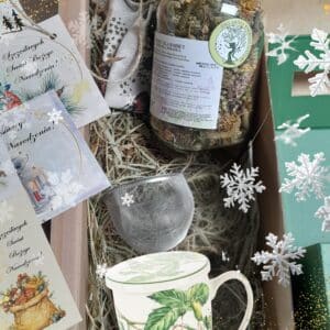 UPOMINEK PREZENT zestaw herbata ziołowa BUKIET DLA WĄTROBY+ kubek z zaparzaczem motyw chmielu + GRATIS