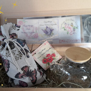 UPOMINEK PREZENT zestaw herbata ziołowa CUDNY BUKIET + DZBANEK z sitkiem + GRATIS