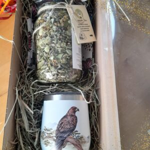 UPOMINEK PREZENT zestaw herbata ziołowa BUKIET DLA NEREK I STAWÓW + kubek termiczny ptaki orzeł + gratis